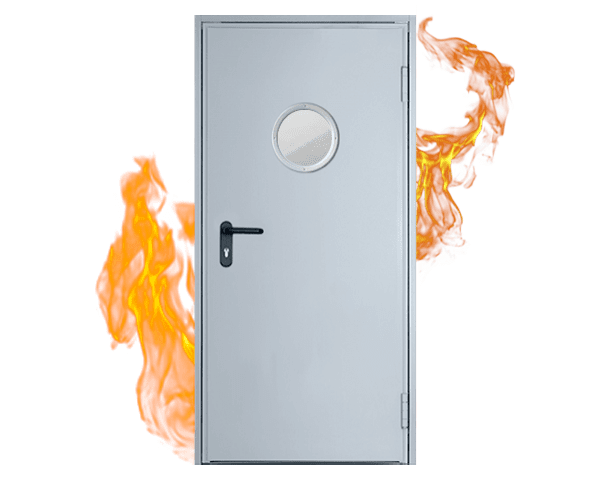 Однопольная противопожарная дверь с круглым остеклением