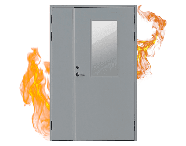 Двупольная противопожарная дверь с остеклением