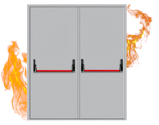 Двупольная противопожарная дверь с антипаникой без порога