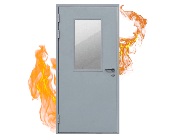 Однопольная противопожарная дверь с остеклением